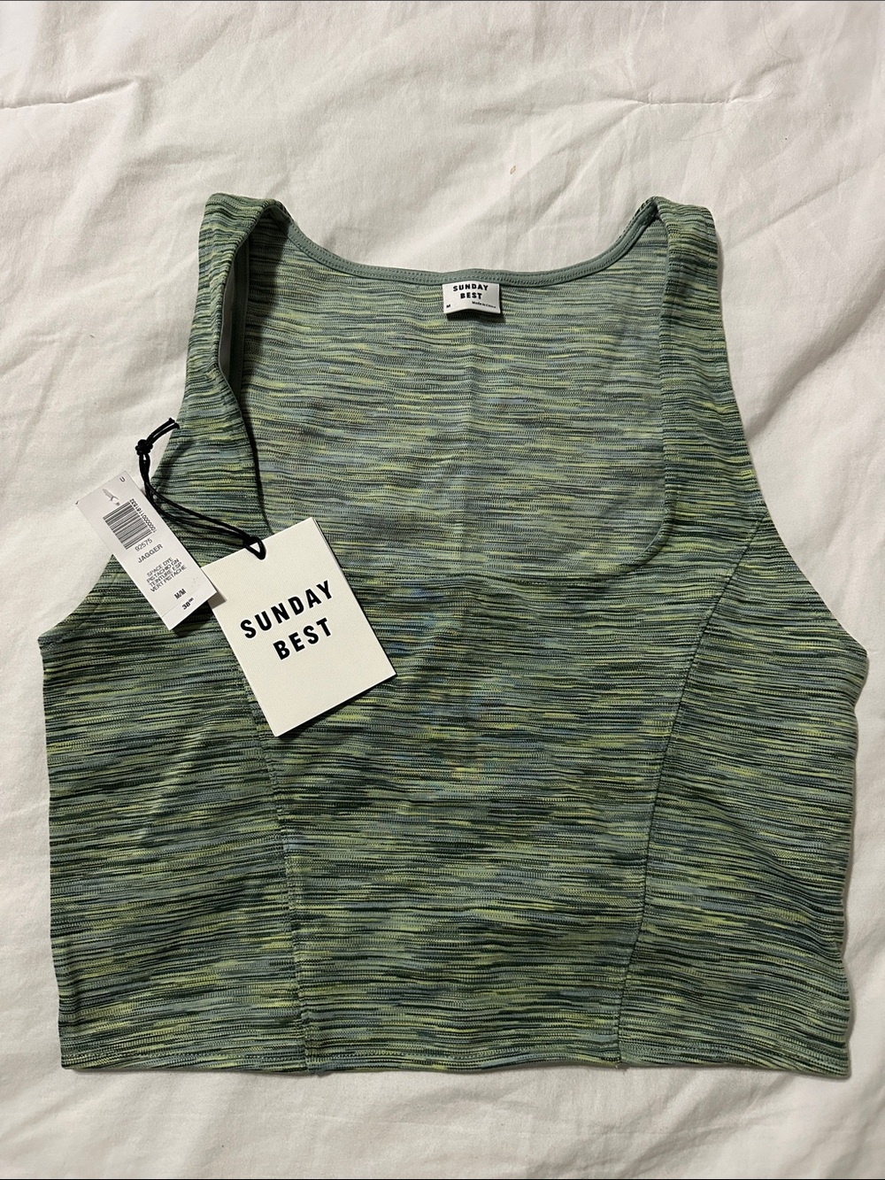 Sunday Best Green Heathered Cropped Tank Top